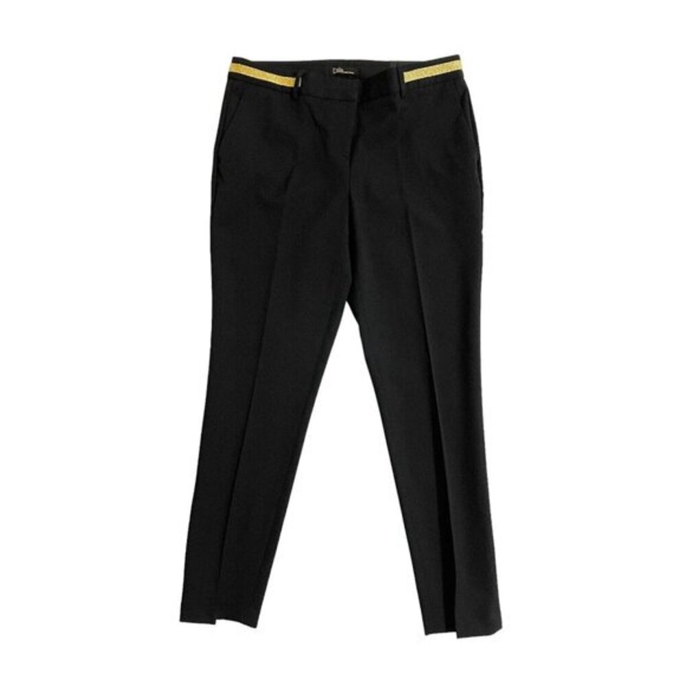Dalia Dress Black Pants Stretch Gold Waist Work Modern Fit Trousers SZ 8 NWT